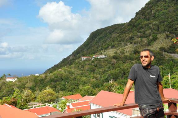 Vista do nosso primeiro hotel em Windwardside, principal cidade em Saba - Caribe